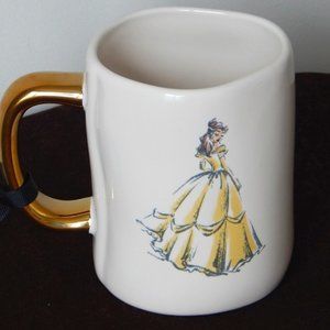 NWT Rae Dunn True Beauty Princess Belle Coffee Tea Golden Handle Mug